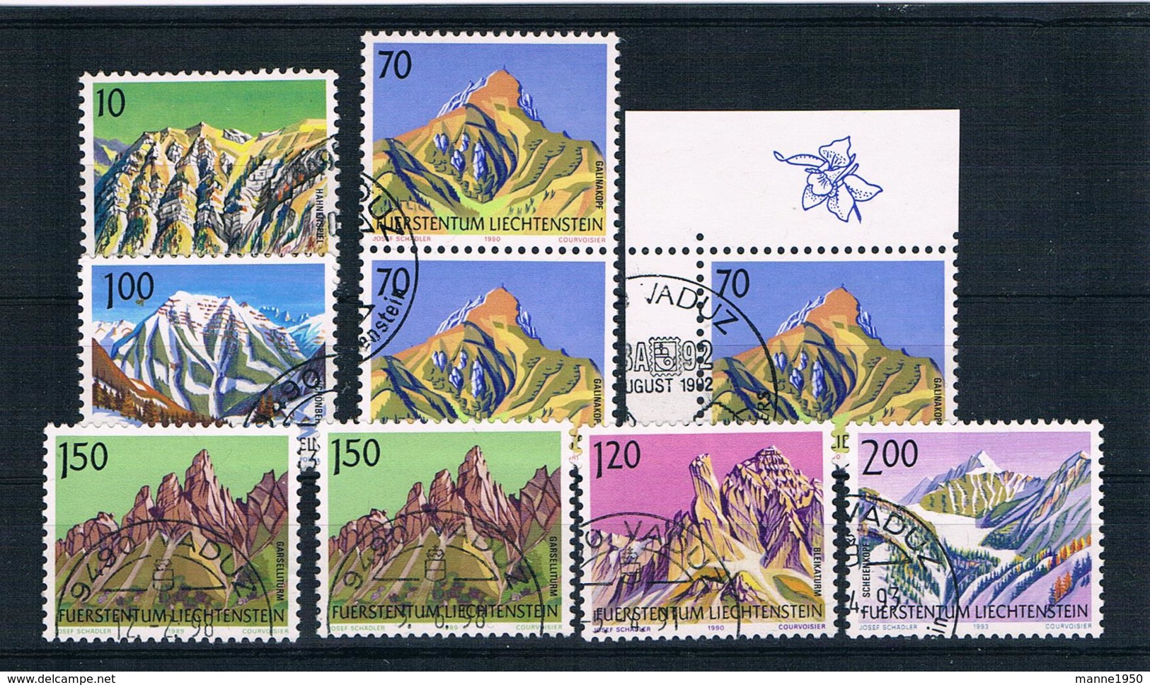 Liechtenstein Berge Kleines Lot 9 Werte Gestempelt - Collections