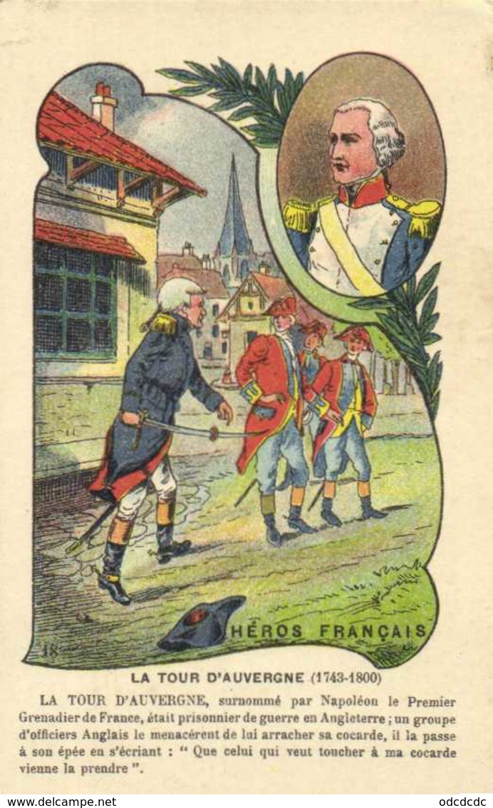 HEROS FRANCAIS LA TOUR D'AUVERGNE (1743 1800)  RV  Chocolat De L'Union Lyon - Altri & Non Classificati