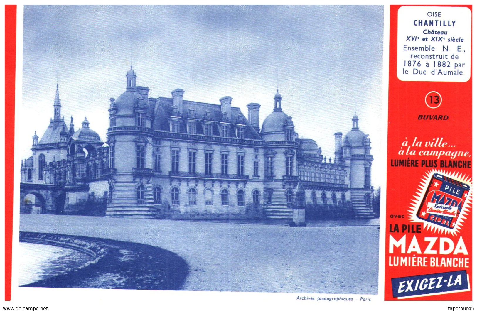 Pil M/ Buvard Pile MAZDA " Château De Chantilly" (N=13) - Baterías