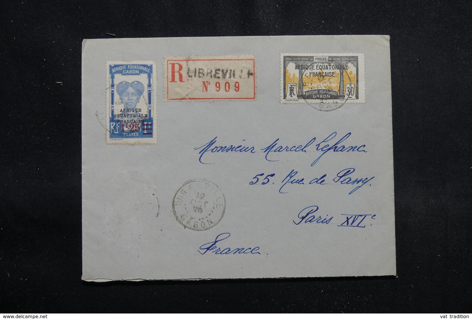 GABON - Enveloppe En Recommandé De Libreville Pour Paris En 1926, Affranchissement Plaisant - L 55313 - Cartas & Documentos