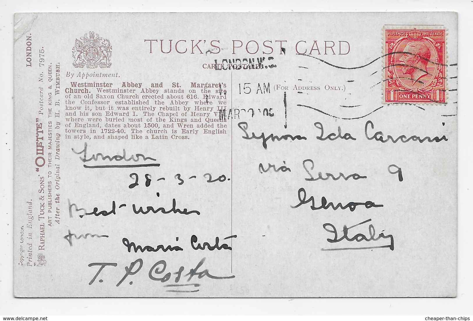 London - Westminster Abbey & St. Margaret's Church - H.B. Wimbush - Tuck Oilette 7975 - Other & Unclassified