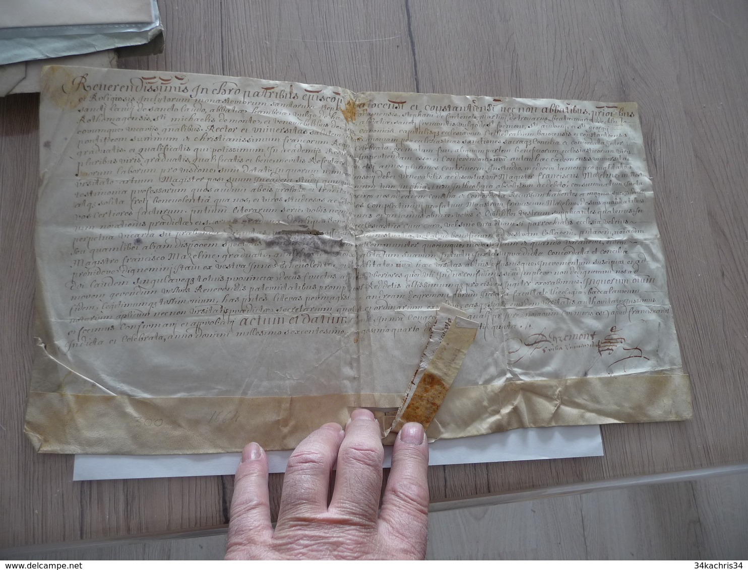 Manuscrit Velin Re Transcrit En Latin Signé Degremont 1664 - Manuskripte