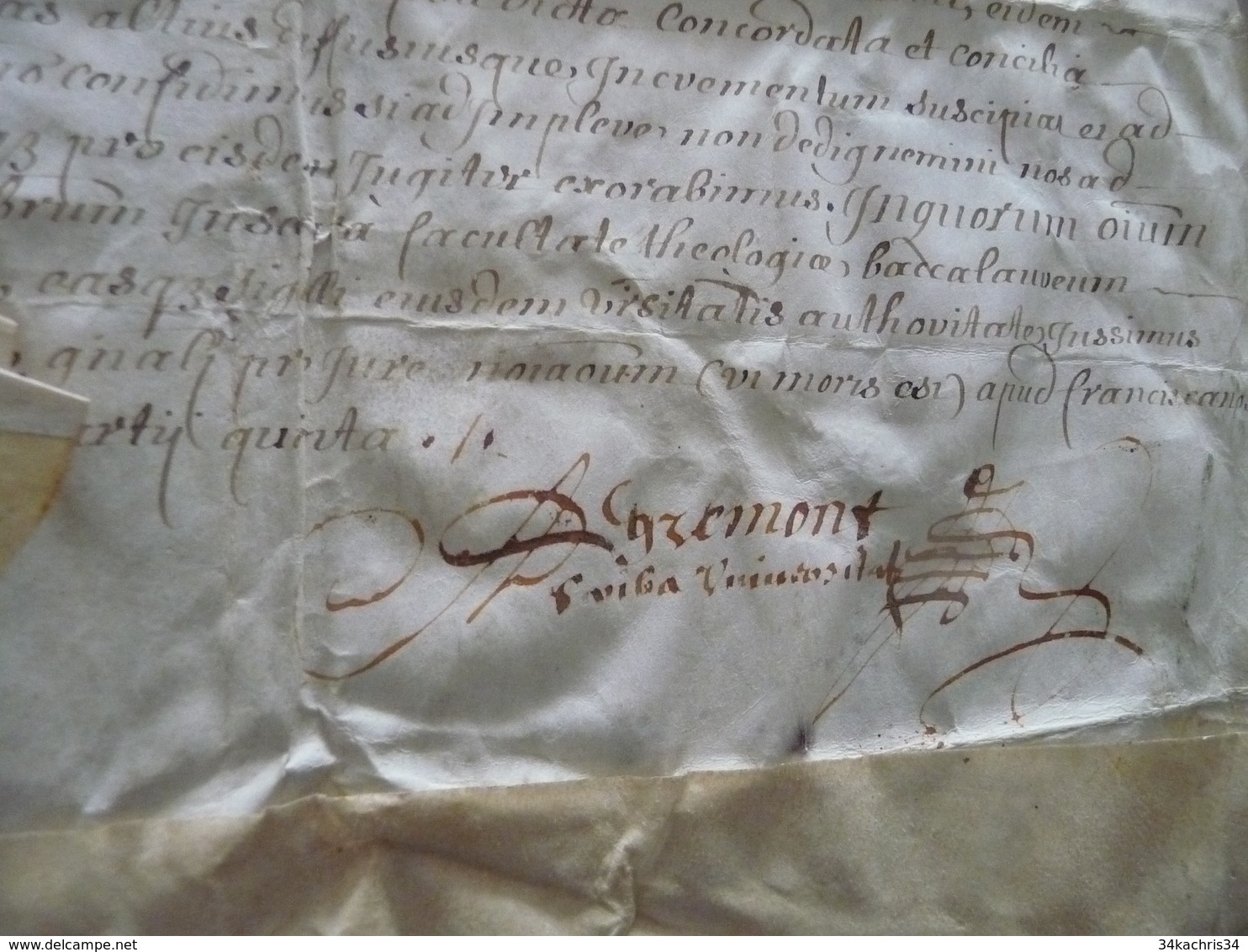 Manuscrit Velin Re Transcrit En Latin Signé Degremont 1664 - Manuscrits