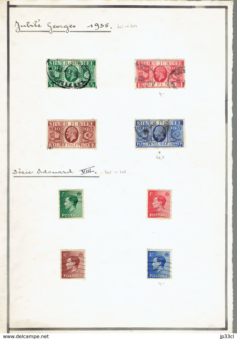 Small Collection Of +/- 150 Old Stamps (o) From Great-Britain + About 400 Double Or Unclassified Stamps - Collections