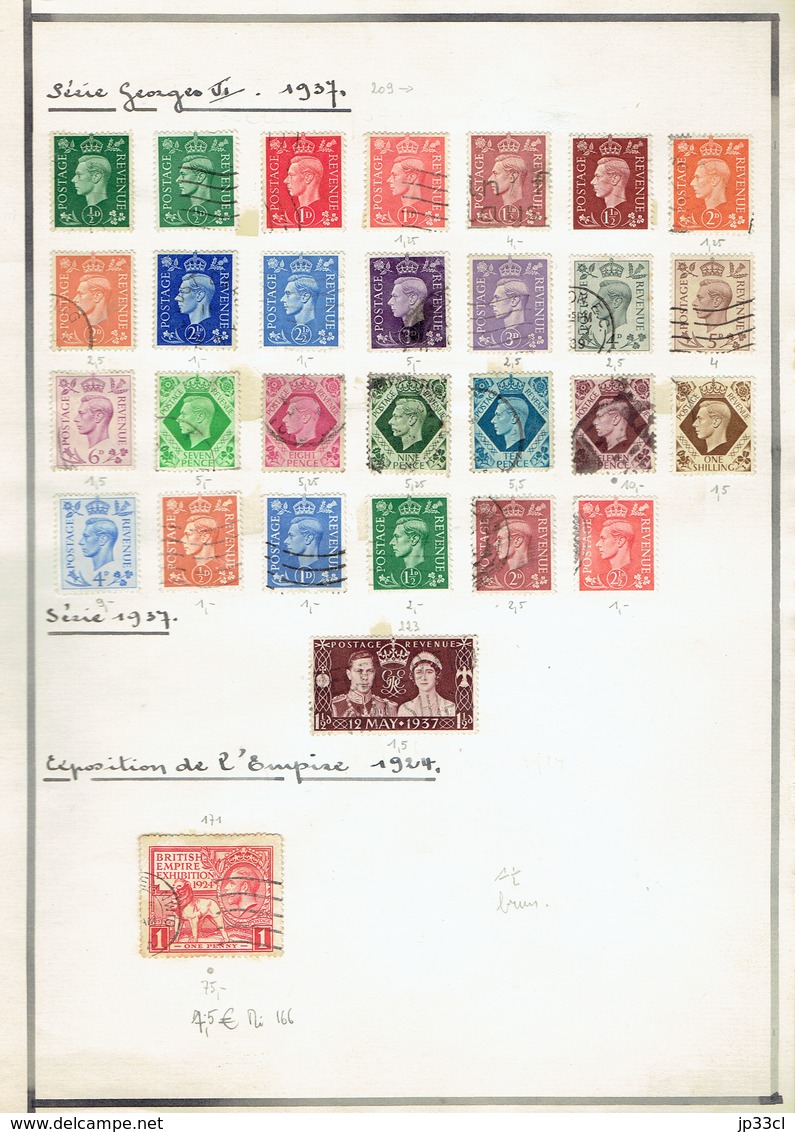 Small Collection Of +/- 150 Old Stamps (o) From Great-Britain + About 400 Double Or Unclassified Stamps - Collections