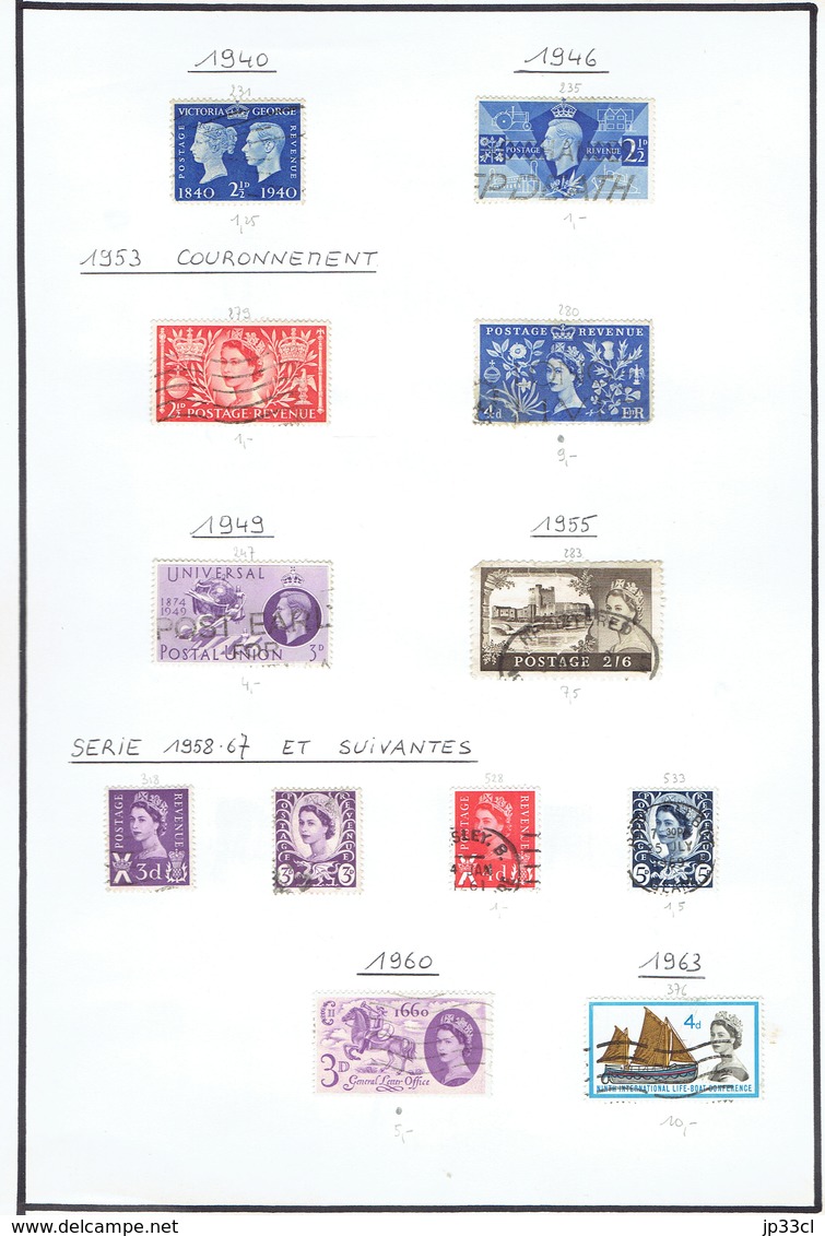 Small collection of +/- 150 old stamps (o) from Great-Britain + about 400 double or unclassified stamps