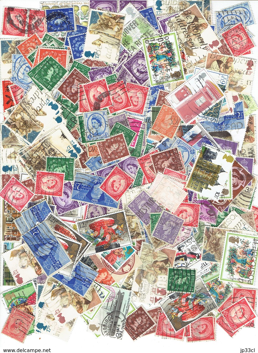 Small collection of +/- 150 old stamps (o) from Great-Britain + about 400 double or unclassified stamps