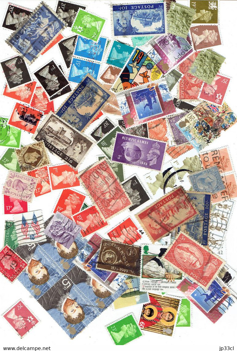 Small collection of +/- 150 old stamps (o) from Great-Britain + about 400 double or unclassified stamps