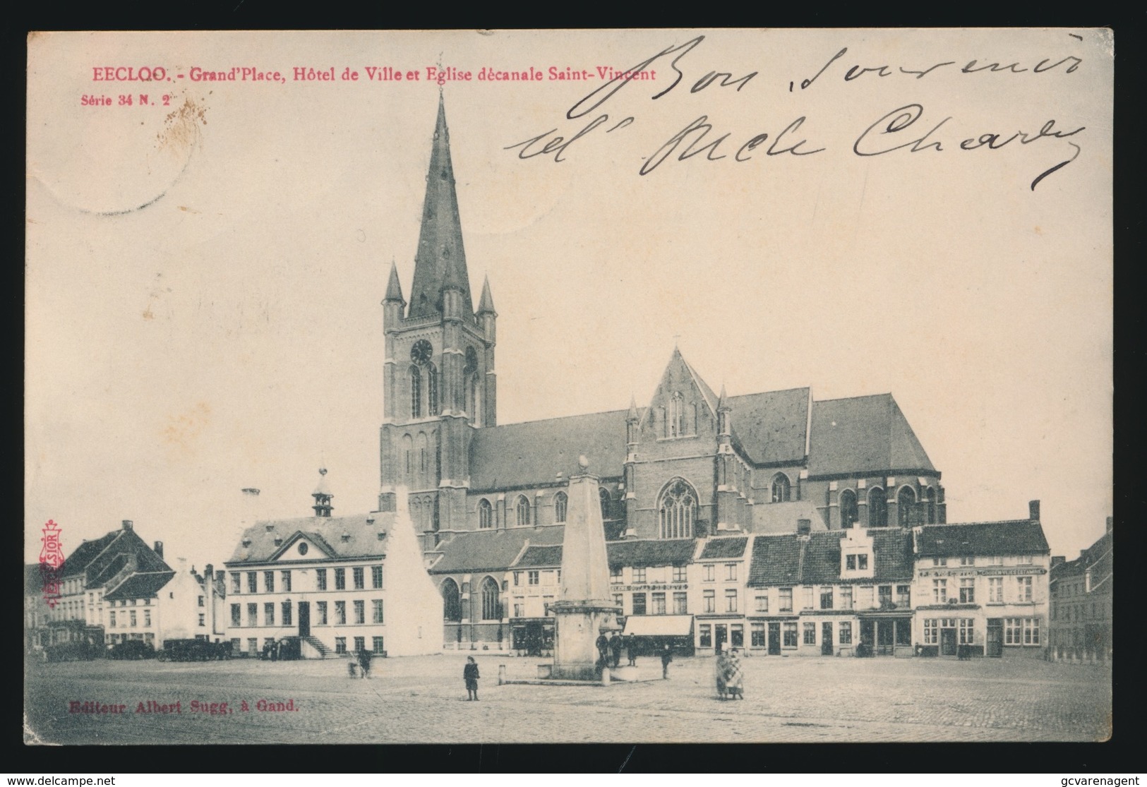 EEKLO  GRAND'PLACE HOTEL DE VILLE ET EGLISE DECANALE SAINT VINCENT    A.SUGG 34 / 2 - Eeklo