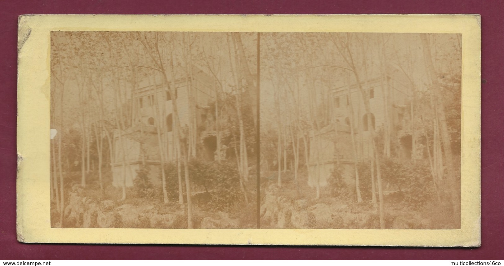 100320 - PHOTO STEREO A BERTRAND PARIS - 1865 ITALIE ROME Tombeau Antique Dans La Villa Borghèse - Stereoscopic