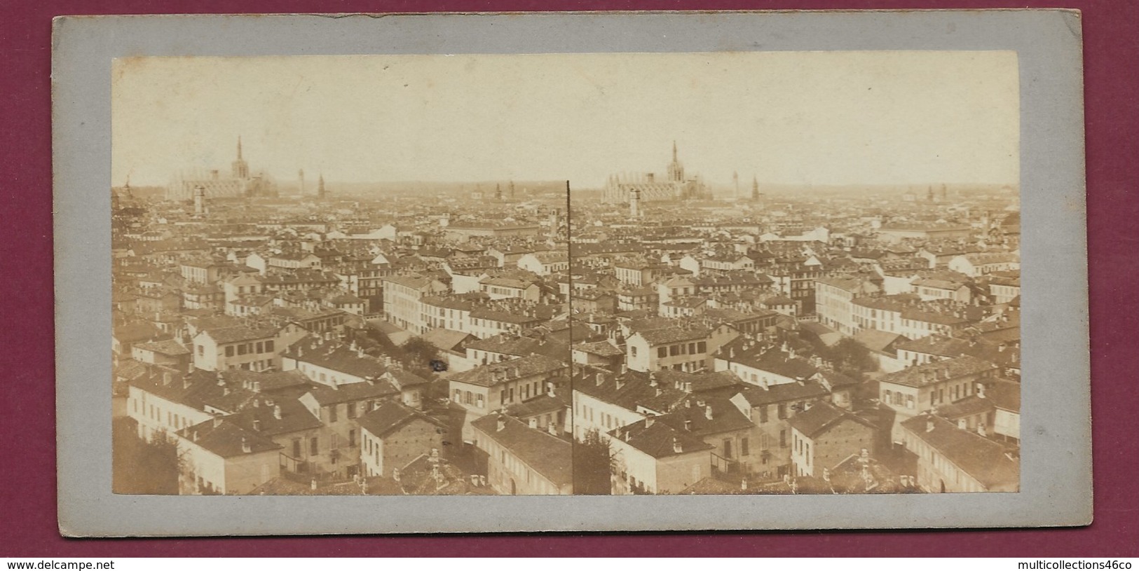 100320 - PHOTO STEREO PLAUT Paris - ITALIE MILAN Panorama - Photos Stéréoscopiques