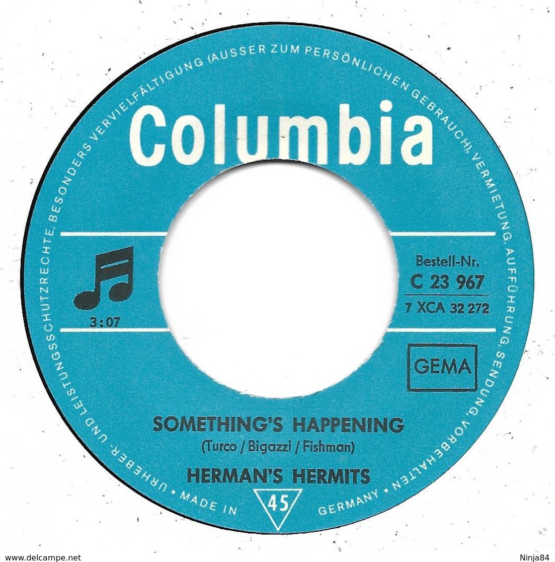 SP 45 RPM (7")  Herman's Hermits  ‎‎ "  Something's Happening  "  Allemagne - Rock