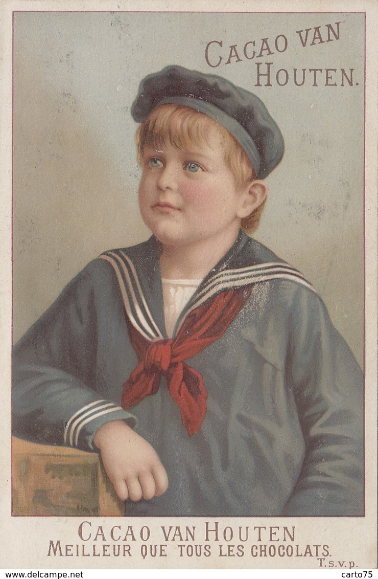 Chromos - Chromo Cacao Van Houten - Enfant Garçon Portrait - Costume Marin - Van Houten