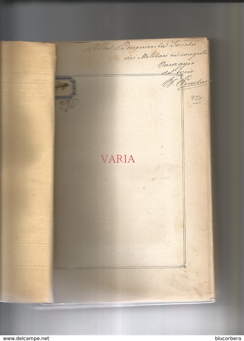 PUNTURO BIAGIO: VARIA CALTANISSETTA 1887 TIP. PUNTURO PIANO DEL COLLEGIO 78 PAG. 214 + INDICE BROSS. EDIT. - Libri Antichi