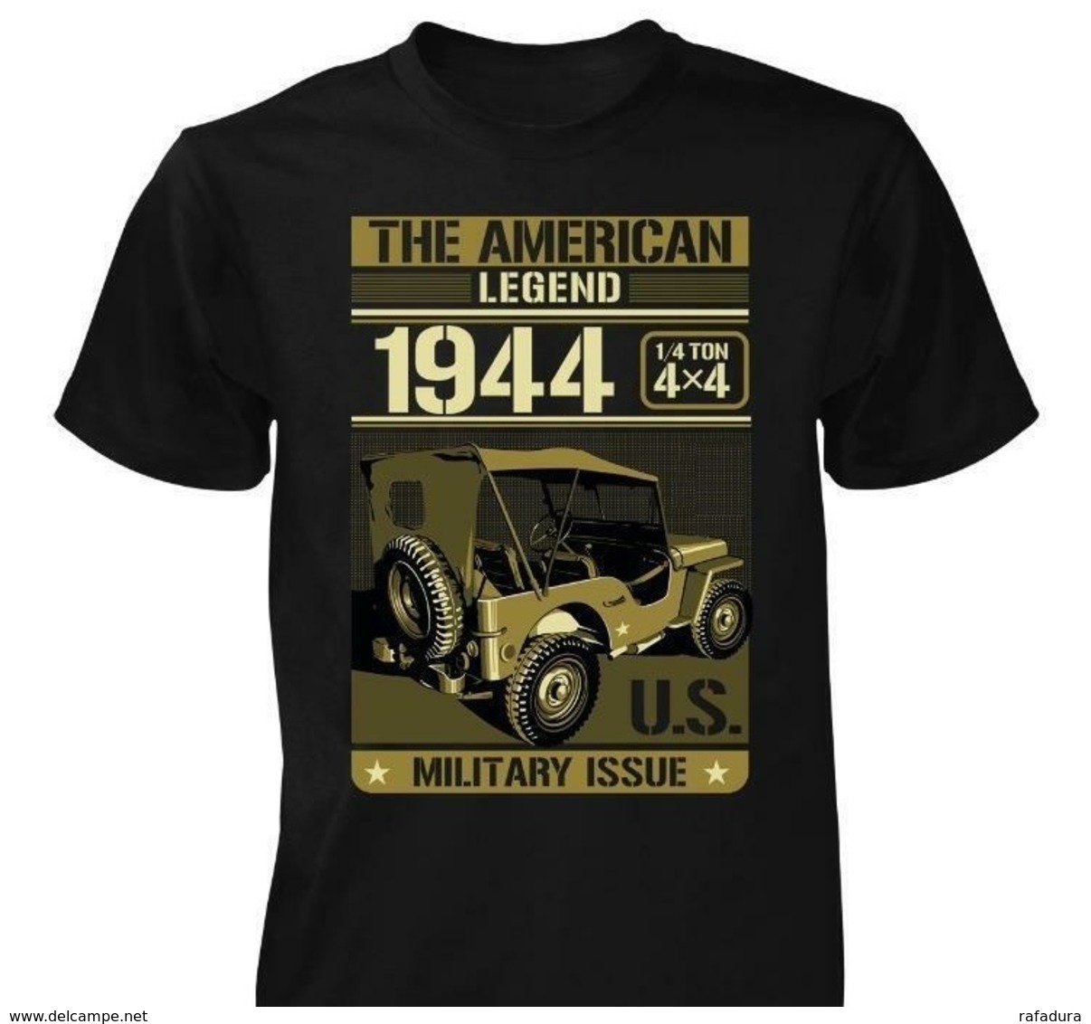 T SHIRT Noir JEEP THE AMERICAN LEGEND US WW2  WILLYS FORD 4X4 MB GPW M 201 TEE - Voertuigen