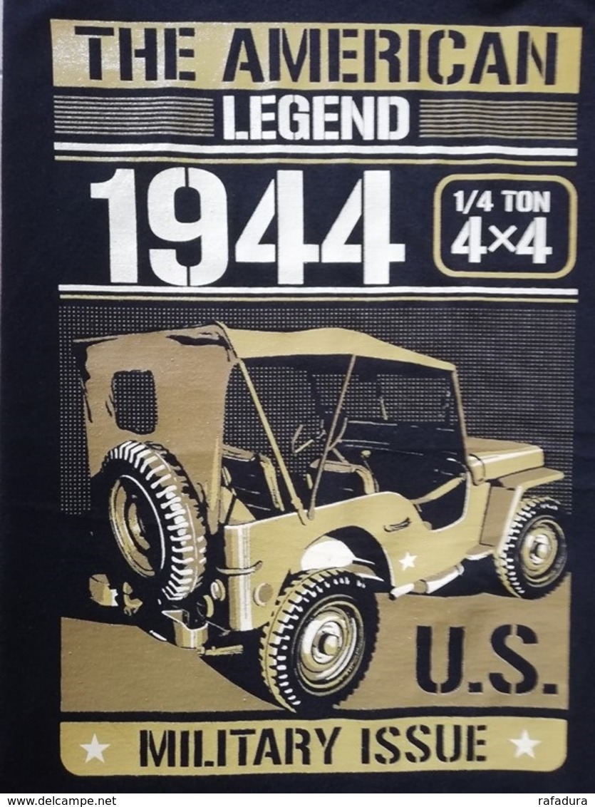 T SHIRT Noir JEEP THE AMERICAN LEGEND US WW2  WILLYS FORD 4X4 MB GPW M 201 TEE - Véhicules