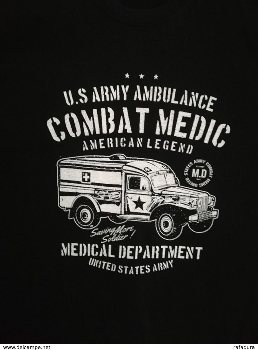T SHIRT Noir DODGE WC 54 AMBULANCE COMBAT MEDIC WW2 US ARMY MEDICAL Dpt TEE - Veicoli