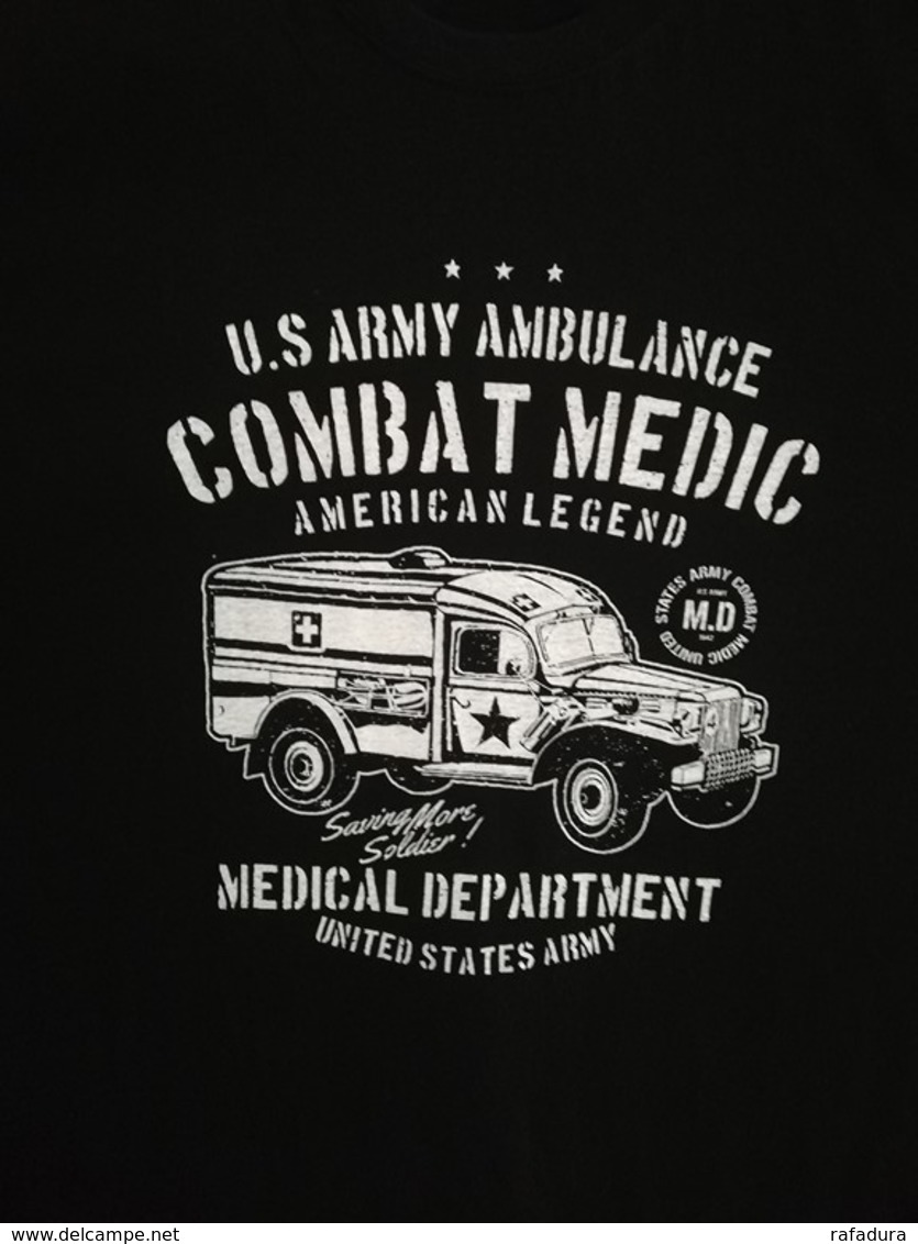 T SHIRT Noir DODGE WC 54 AMBULANCE COMBAT MEDIC WW2 US ARMY MEDICAL Dpt TEE - Fahrzeuge