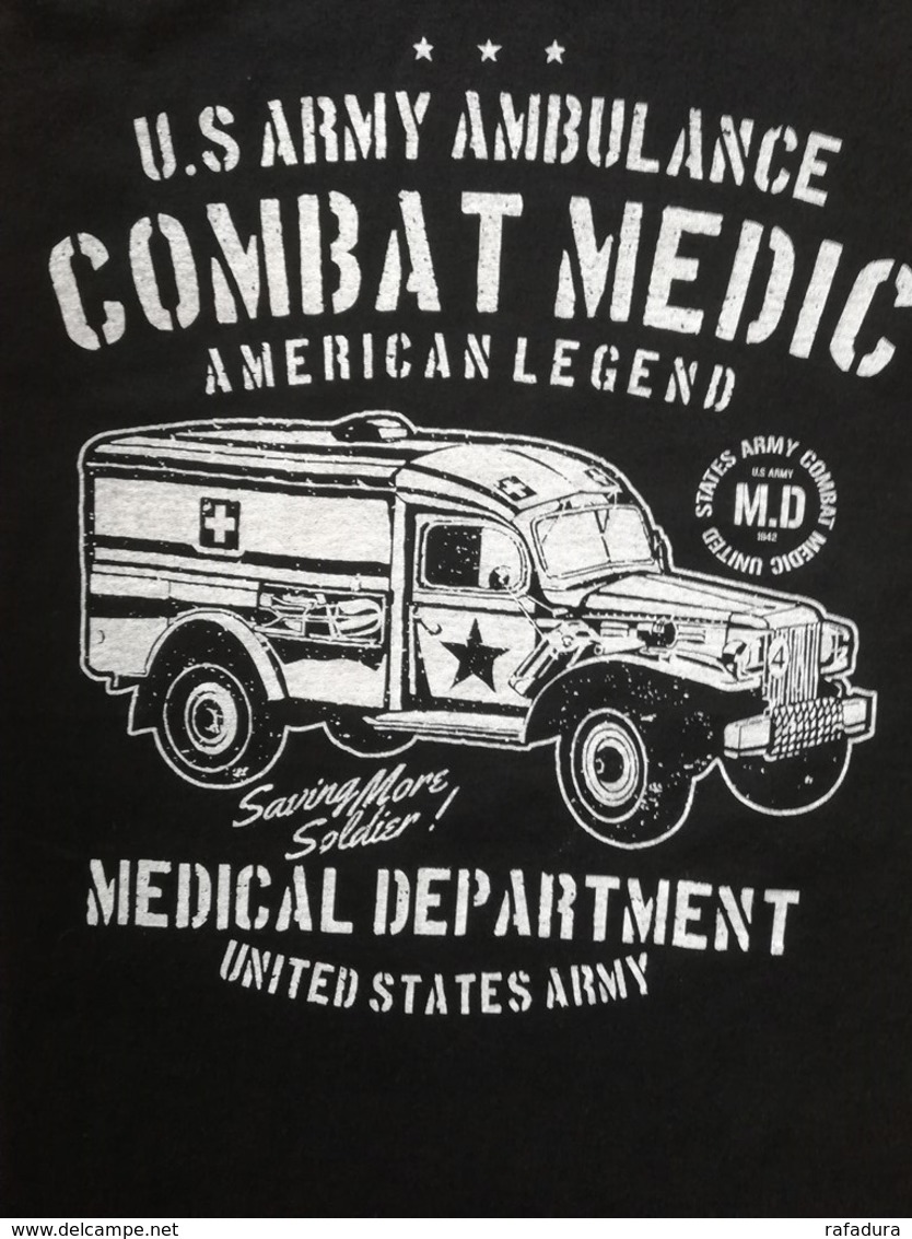 T SHIRT Noir DODGE WC 54 AMBULANCE COMBAT MEDIC WW2 US ARMY MEDICAL Dpt TEE - Veicoli