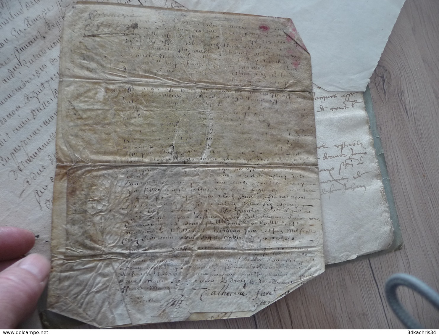 Archive Assé De L'Ausmosne 4 Pièces Manuscrites à étudier Mouillures En L'état - Manuskripte
