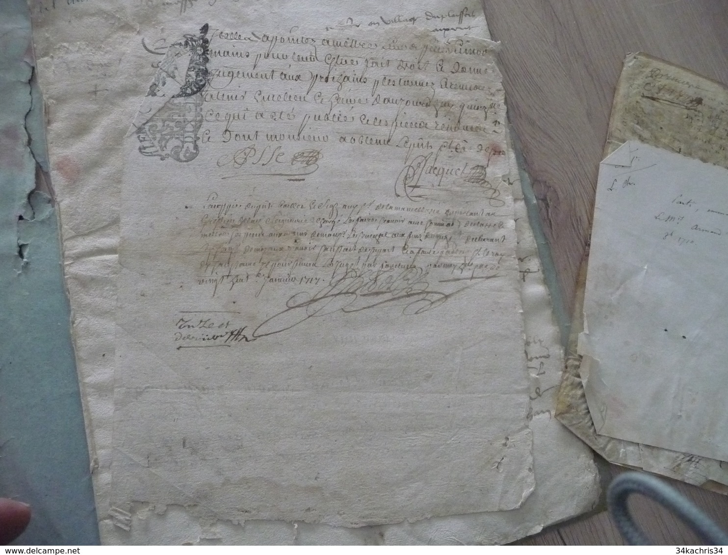 Archive Assé De L'Ausmosne 4 Pièces Manuscrites à étudier Mouillures En L'état - Manuskripte