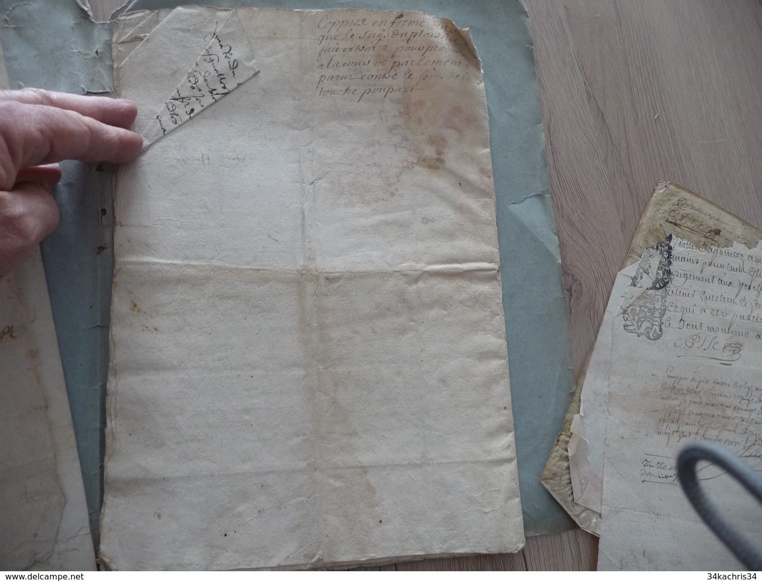 Archive Assé de L'Ausmosne 4 pièces manuscrites à étudier mouillures en l'état