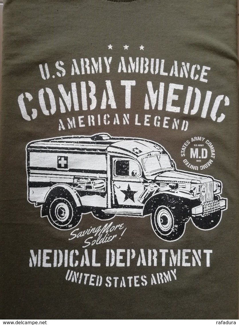 T SHIRT Vert Olive DODGE WC 54 AMBULANCE COMBAT MEDIC WW2 US ARMY MEDICAL Dpt TEE - Voertuigen