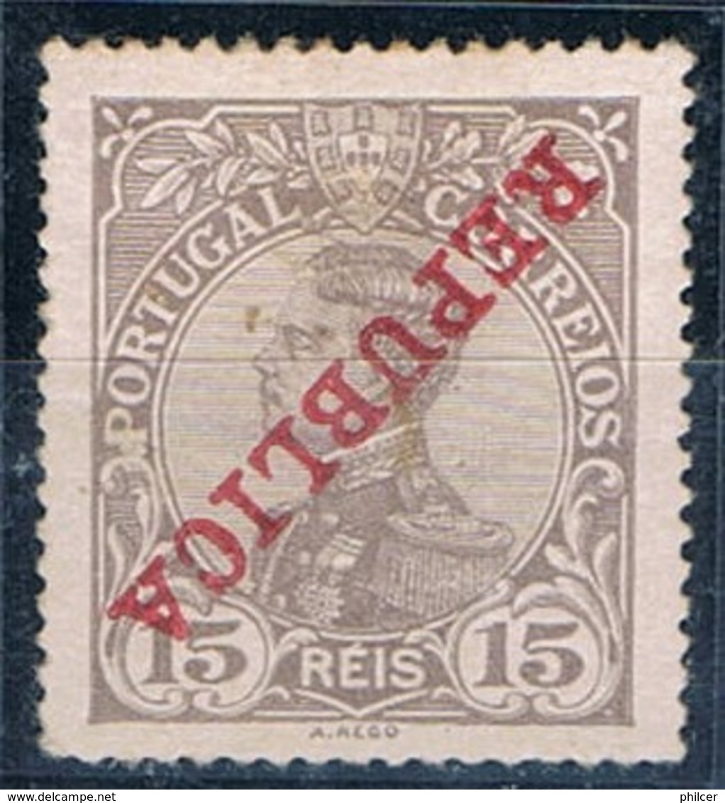 Portugal, 1910, # 173, Sobrecarga Invertida, MH - Unused Stamps