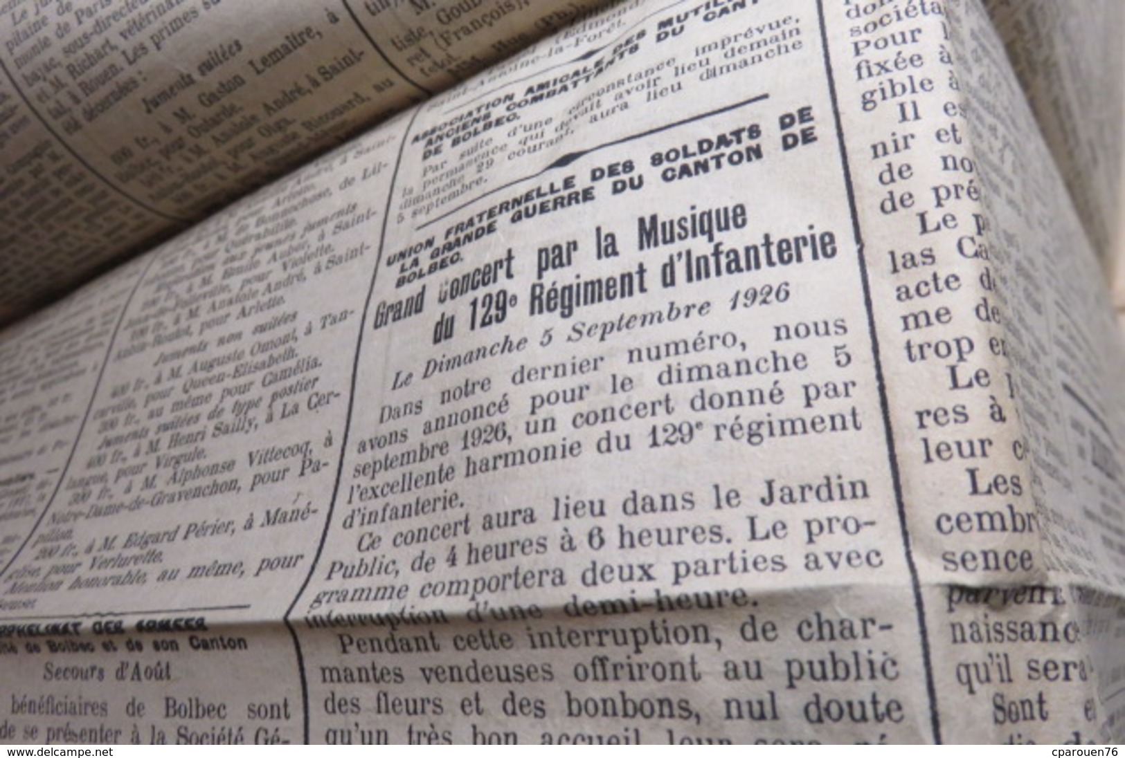 Journaux - Quotidiens > 1900 - 1949 Journal de Bolbec 28.08. 1926GruchetNointot Bernières Lillebonne