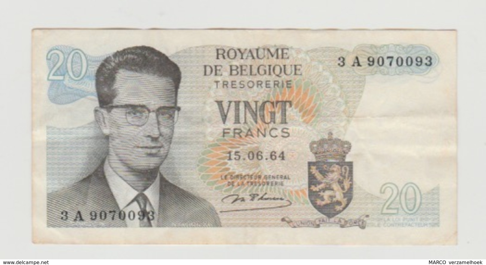 Used Banknote Belgie-belgique 20 Frank 1964 - Autres & Non Classés