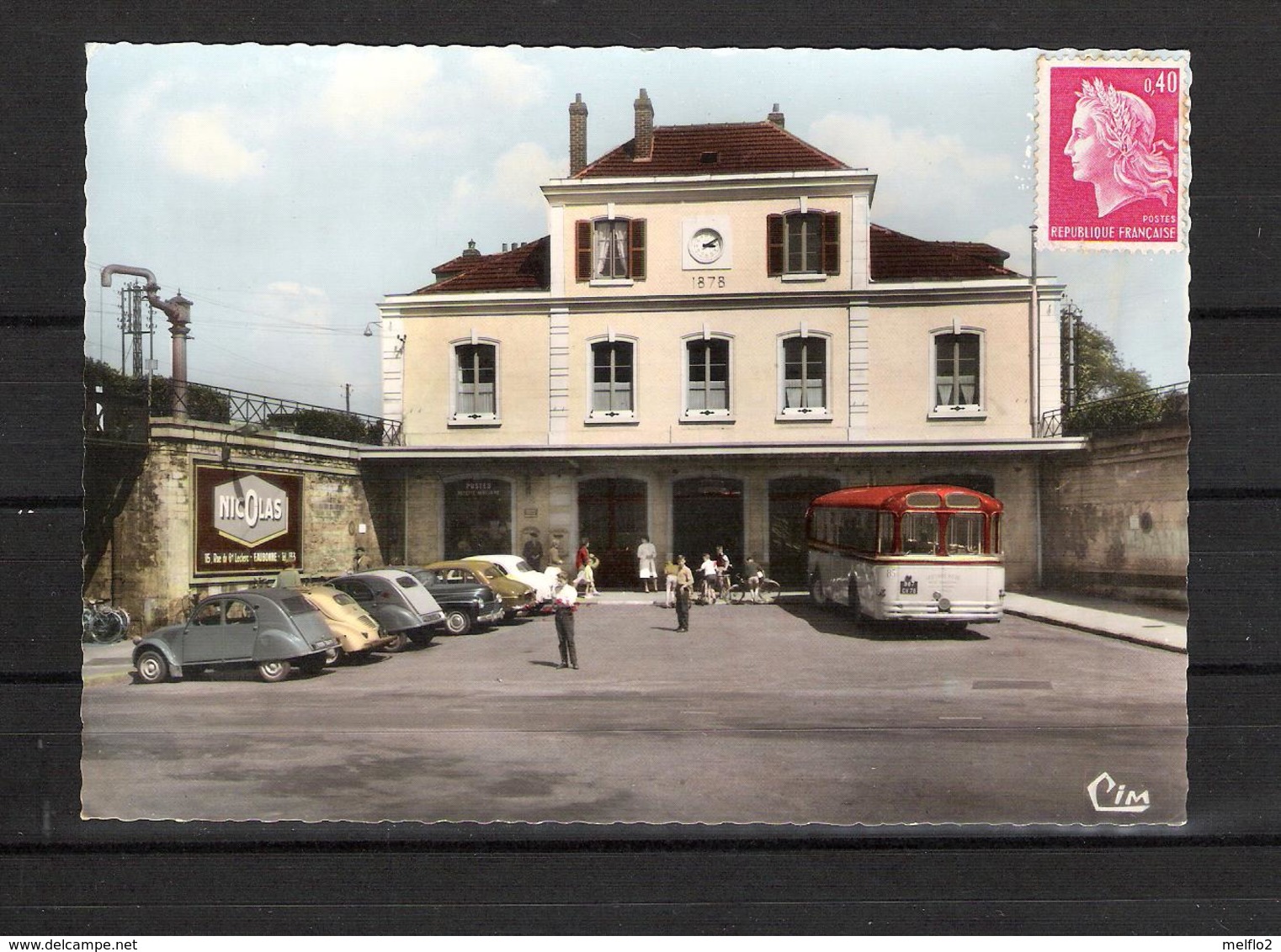 95 - EAUBONNE - GARE D ERMONT EAUBONNE - VOITURES CITROËN 2CV / 4CV - BUS 85 Des CARS ROSE - PUB VINS NICOLAS - Autres & Non Classés