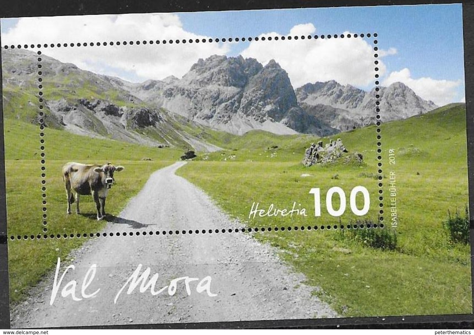 SWITZERLAND, 2019, MNH, VAL MORA, MOUNTAINS, COWS, S/SHEET - Autres & Non Classés