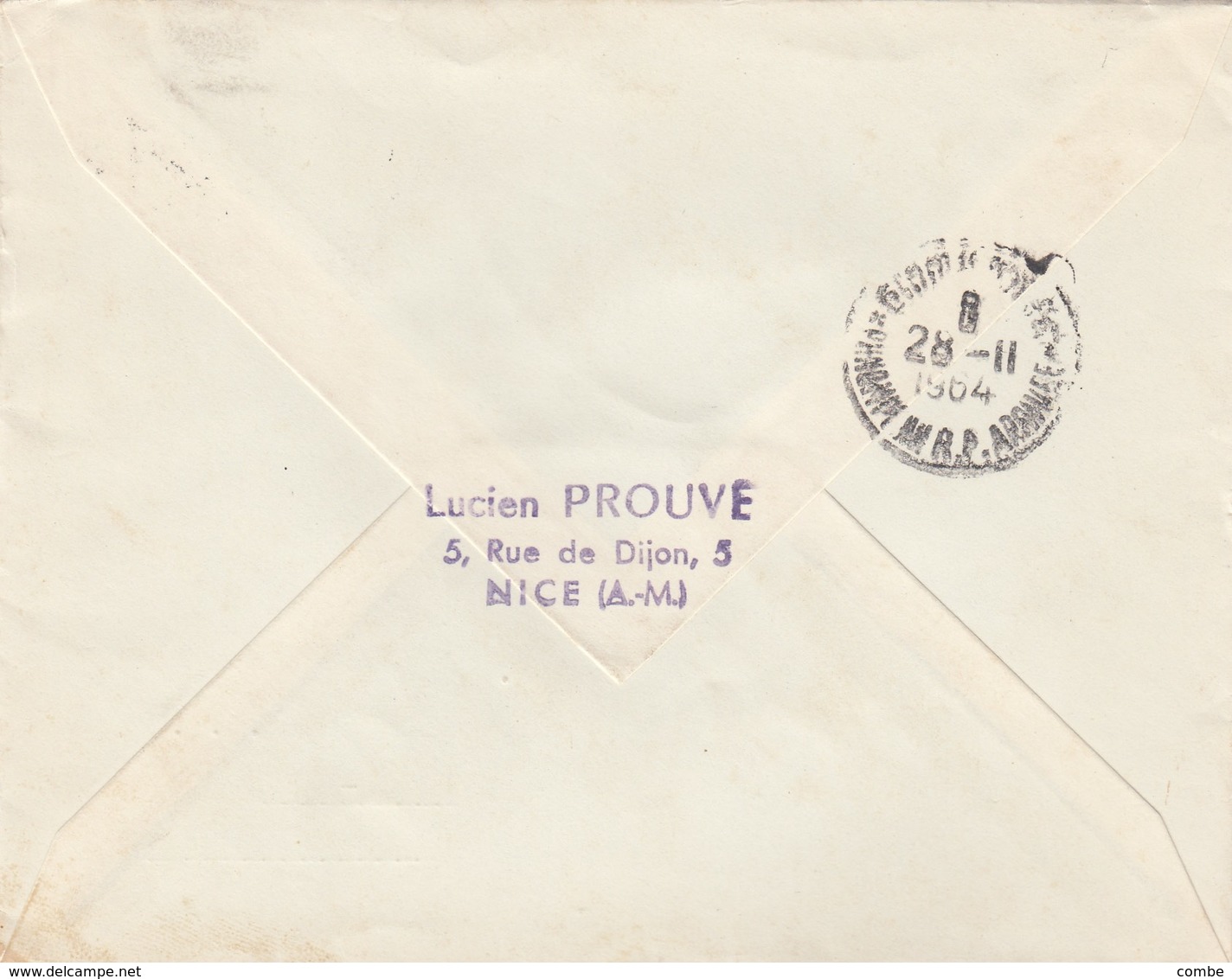 LETTRE. 25 11 64. PAR AVION. N° 1405 SEUL. ORDINAIRE. NICE POUR PHNOM-PENH CAMBODGE - 1961-....