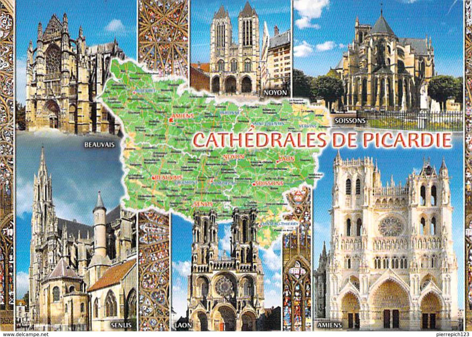 Cathédrales De Picardie - Carte Géographique - Multivues - Picardie