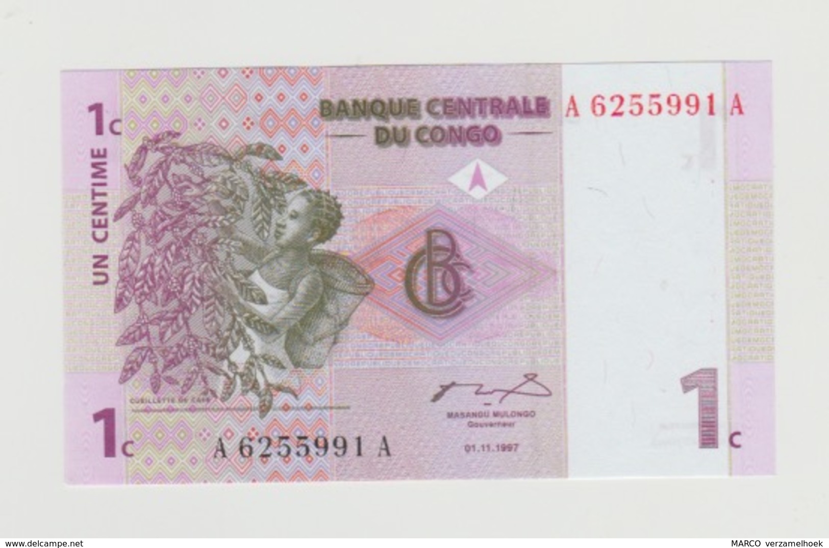 Banknote Congo Democratic Republic 1 Centime 1997 UNC - Democratic Republic Of The Congo & Zaire