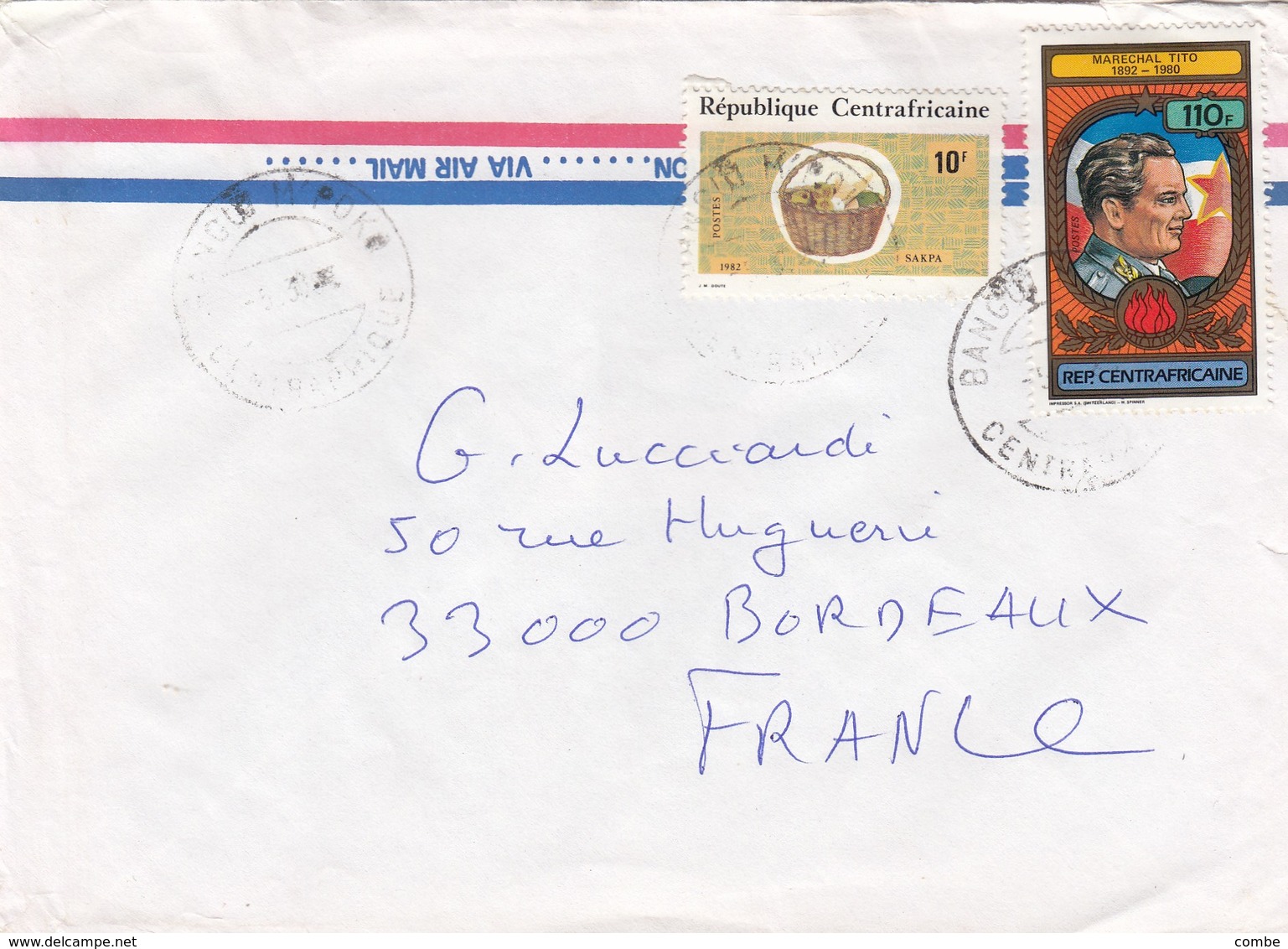 LETTRE CENTRAFRIQUE POUR LA FRANCE. TITO - Central African Republic