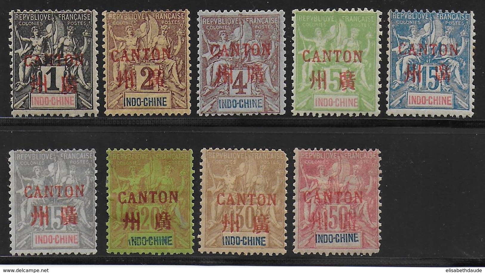 CHINE (CANTON) - YVERT N° 1/3+5+7/9+11+13 * MH - COTE = 147 EUR. - Unused Stamps