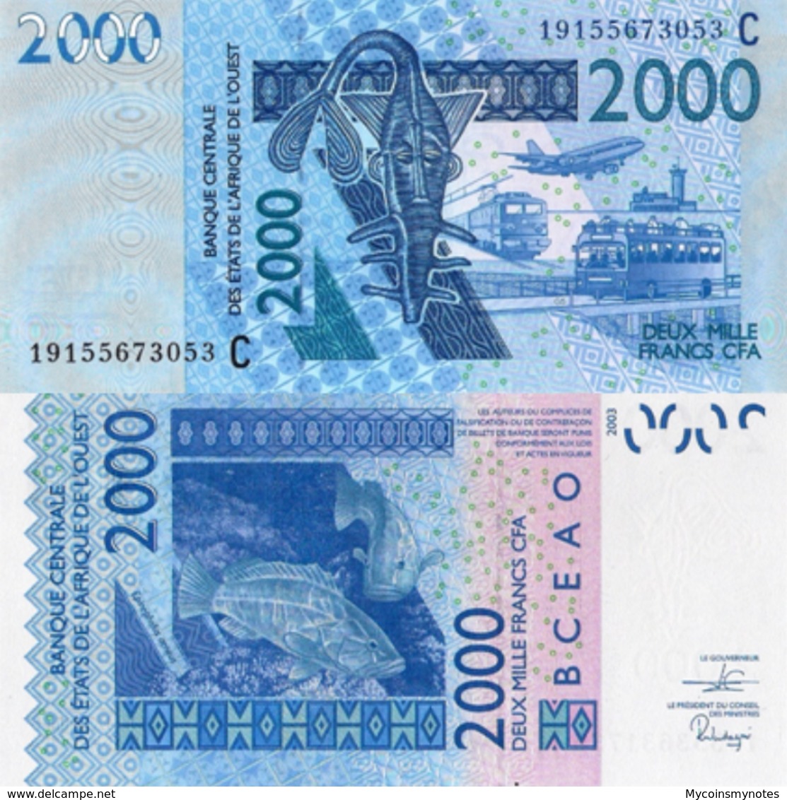 WEST AFRICAN STATES, BURKINA FASO, 2000, 2019, Code C, P-New, (not In Catalog) New Signature, UNC - Burkina Faso