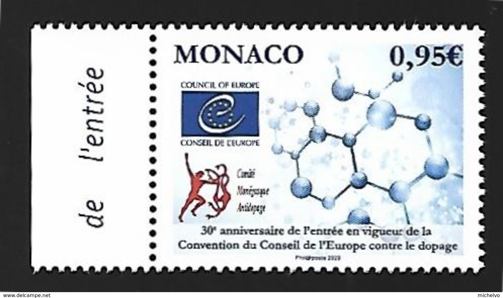 Monaco 2020 - Yv N°3225 ** - 30ème Anniversaire De La Convention Du Conseil De L'Europe Contre Le Dopage - Neufs