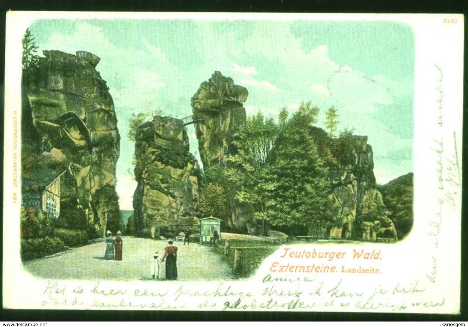 EXTERNSTEINE Bei Horn Bad Meinberg 1901 !! " Externsteine Landseite Mit Publikum " AuslandsBedarf 2x Germania > Weesp/NL - Bad Meinberg