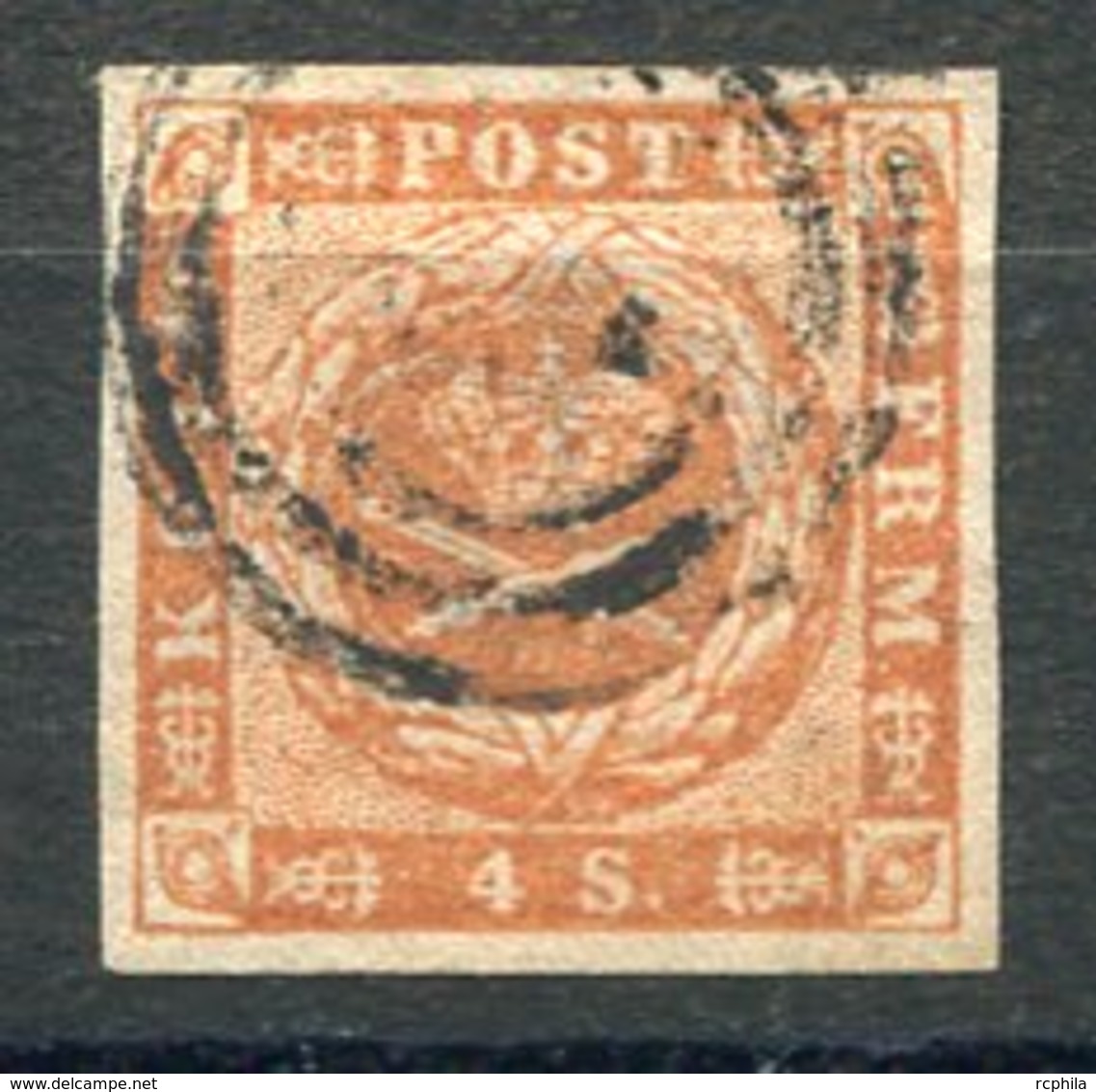 RC 15989 DANEMARK COTE 25€ N° 4 - 4S JAUNE BRUN OBLITÉRÉ TB - USED VF - Oblitérés