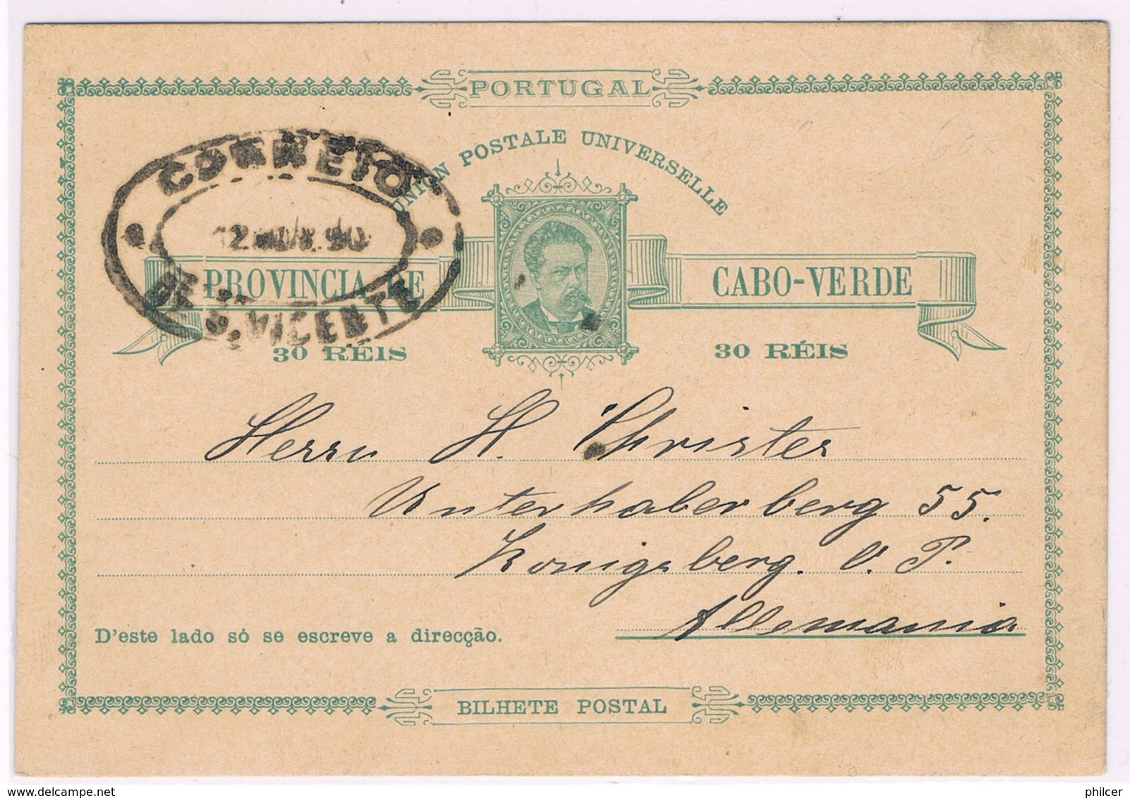 Cabo Verde, 1885,S. Vicente-Germany - Kapverdische Inseln