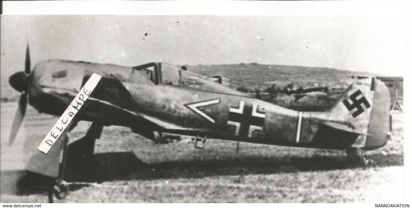 PHOTO AVION FOCKE WULF 190 A4 DU GIUPENSTAB ?? III/J62 RICHTOFEN ? SEPTEMBRE 1942 A POIX SOMME 17X6CM - Aviazione