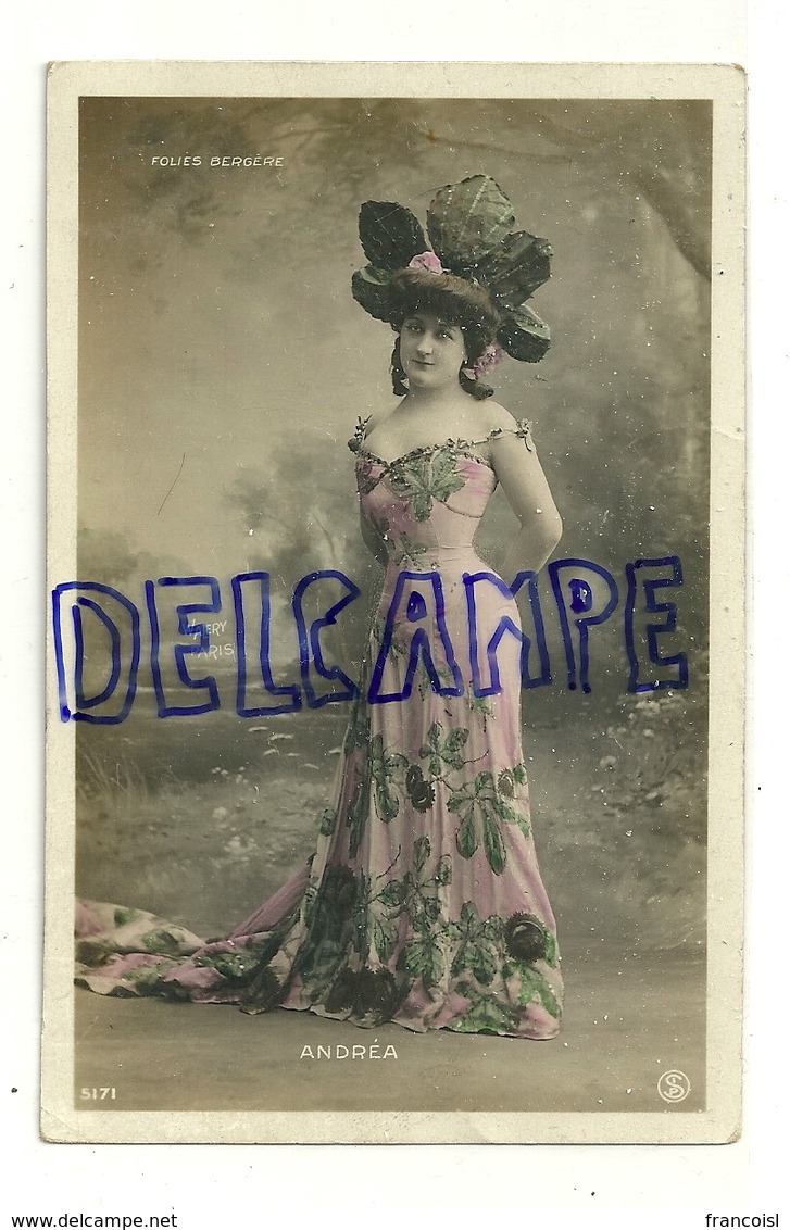 Folies Bergères. ANDREA. Photographie Glacée. 1906 - Artistes