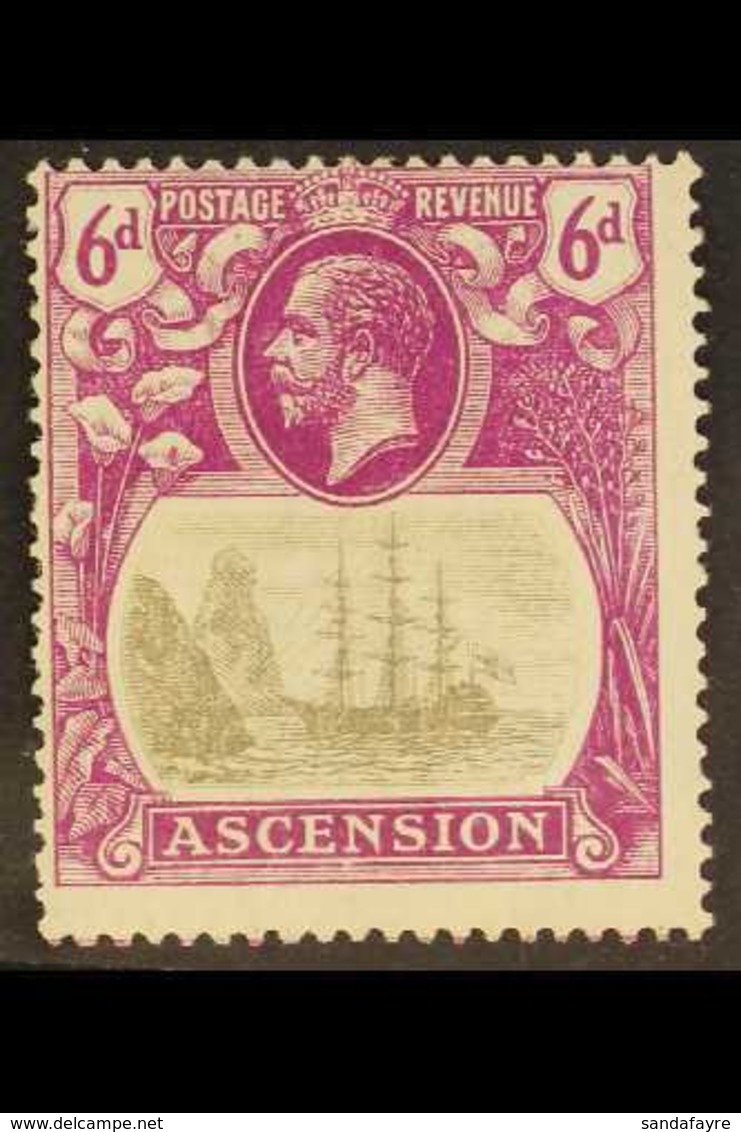 1924-33 6d Grey-black And Bright Purple "Cleft Rock" Variety, SG 16c, Lightly Hinged Mint, Centred To Upper Left. For Mo - Ascension