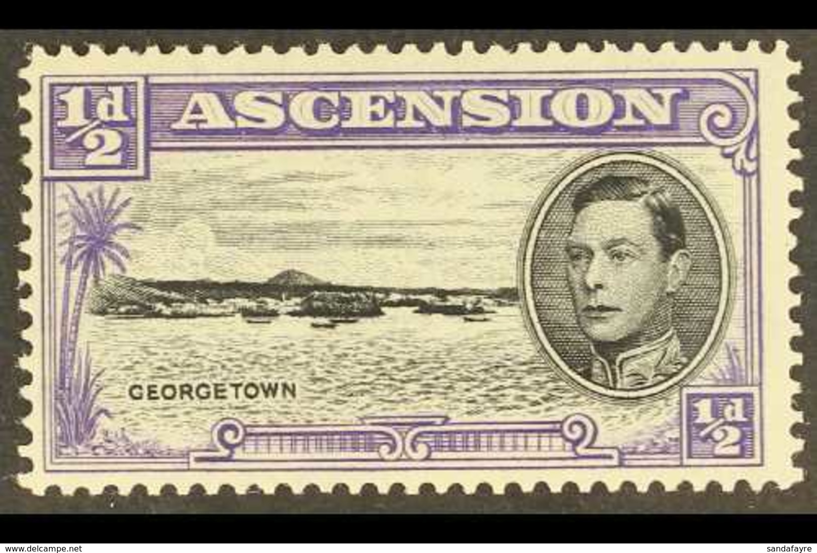 1938-53 ½d Grey & Bluish Violet Perf 13 With LONG CENTRE BAR TO "E" Variety, SG 38ba, Never Hinged Mint, Fresh. For More - Ascension