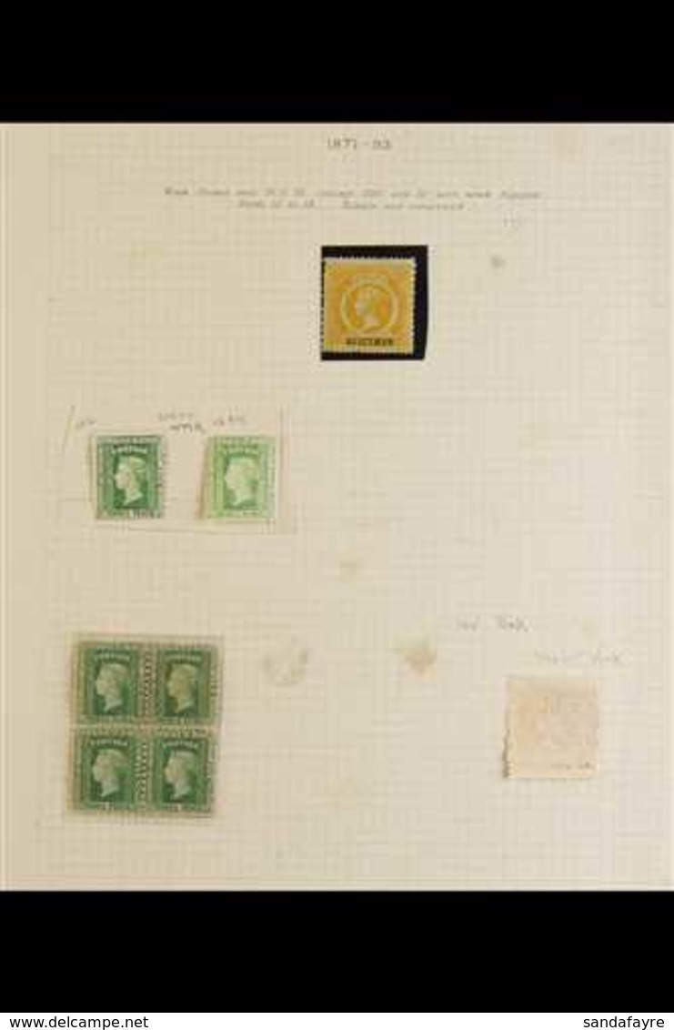 NEW SOUTH WALES 1854-1910. AN OLD AUCTION LOT With Mint & Used Ranges On A Pile Of Old Pages, Values Seen To Various 1s  - Other & Unclassified