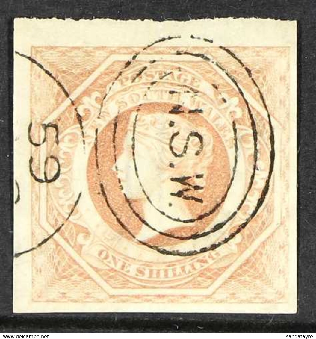 NEW SOUTH WALES 1854-59 "Diadem" 1s Brownish Red, SG 101, Four Large/huge Margins, Very Fine Used With Crisp Large Part  - Other & Unclassified