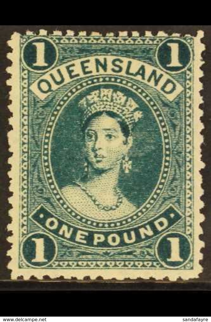 QUEENSLAND 1905-06 £1 Deep Green Chalon, Litho Printing, SG 274, Fine Mint. For More Images, Please Visit Http://www.san - Other & Unclassified