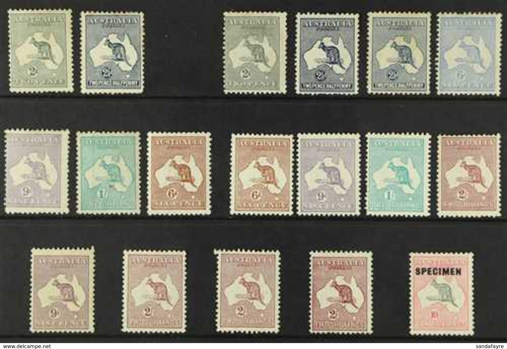 1915-1935 MINT 'ROOS COLLECTION On A Stock Card That Includes 1915 (wmk 5) 2d And 2½d, 1917-27 2d, 2½d (2 Shades), 6d, 9 - Other & Unclassified